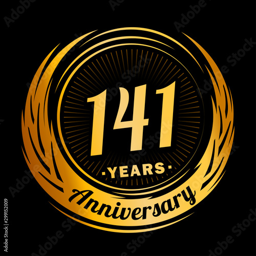 141 years anniversary. Anniversary logo design. One hundred and forty-one years logo.