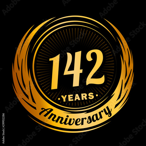 142 years anniversary. Anniversary logo design. One hundred and forty-two years logo. photo