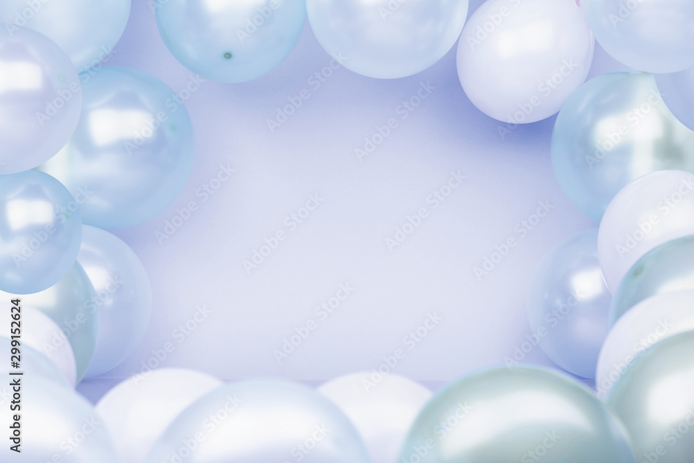 Fototapeta premium Turquoise background with balloons. Bright background for celebration.