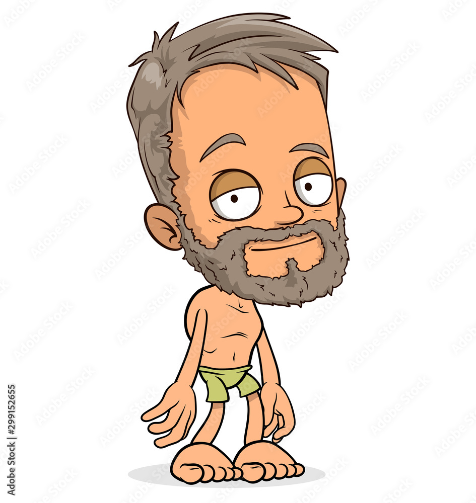 Cartoon funny tired standing boy character with beard. Layered EPS ready  for animations. Isolated on white background. Vector icon. Stock Vector |  Adobe Stock
