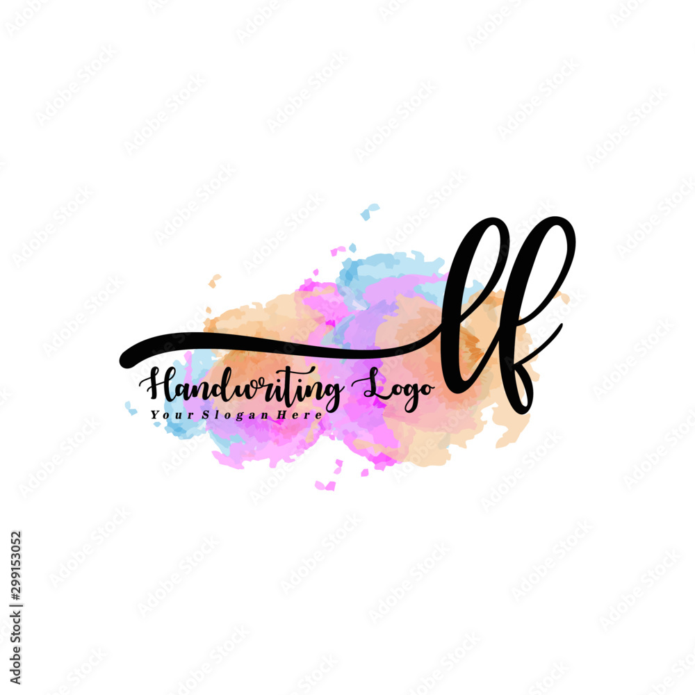 Obraz premium Initial LF handwriting watercolor logo vector. Letter handwritten logo template,watercolor template for, beauty, fashion, wedding, wedding invitation, business card