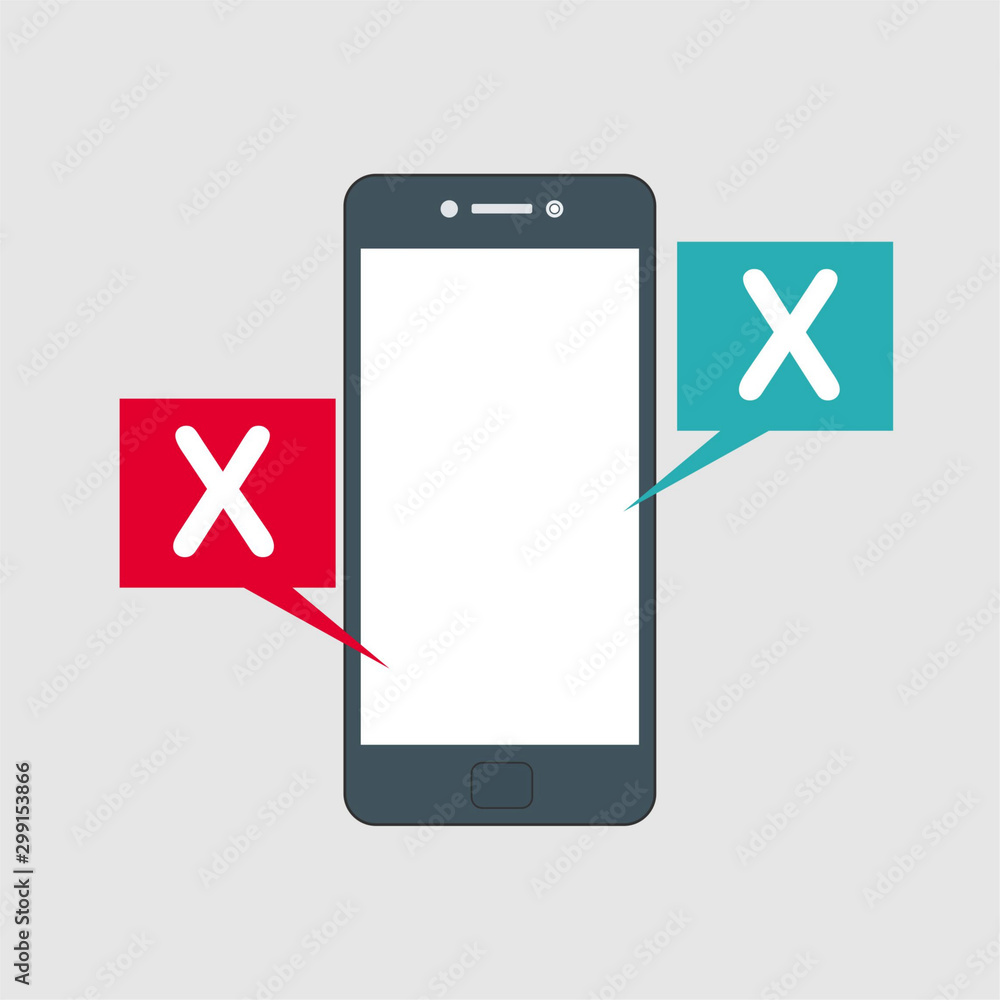Mobile phone chat message notifications isolated on white background, smartphone white chatting bubble speeches, concept of online talking, speak, conversation, dialog vector illustration Mobile phone chat message notifications isolated on white background, smartphone white chatting bubble speeches, concept of online talking, speak, conversation, dialog vector illustration