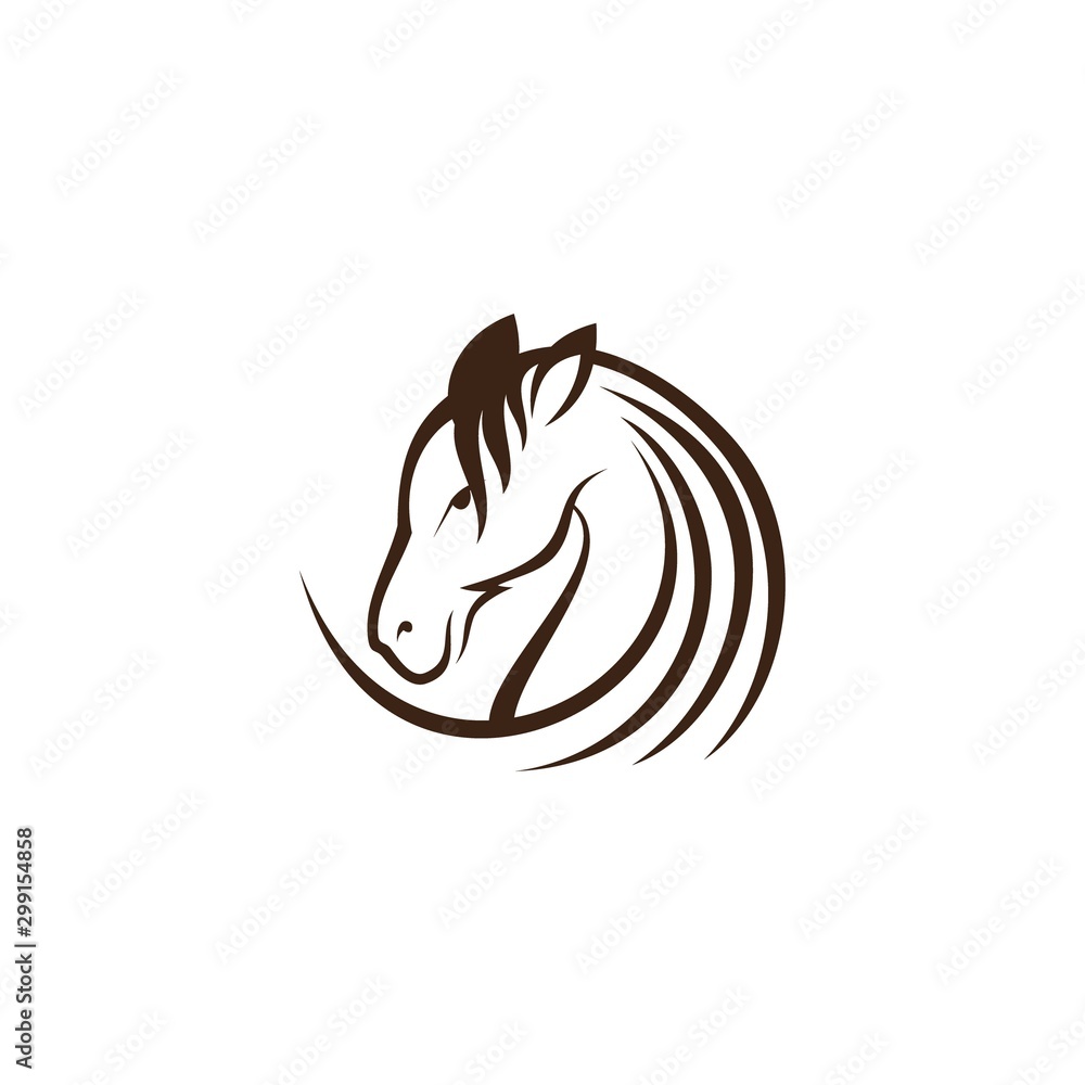 Graphic round head horse icon illustration vector in modern flat style for web Graphic round head horse icon illustration vector in modern flat style for web