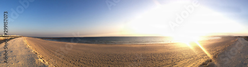 Atlantic ocean panorama with the sand beach