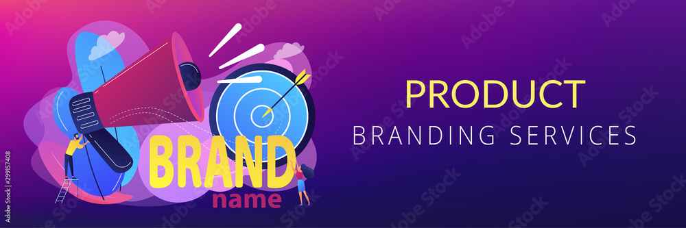 Fototapeta premium Business marketing strategy, firm recognition web banner template. Brand name, brand identity system, product branding services concept. Header or footer banner template with copy space.