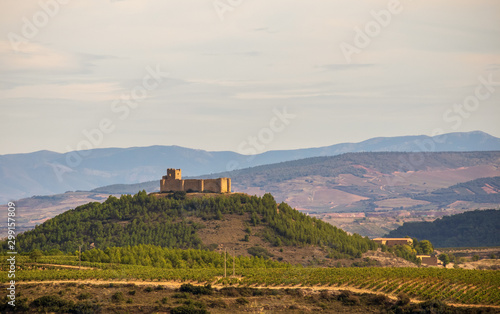 Beautiful landscape with Castillo Fortaleza de San Vicente de la Sonsierra. La Rioja, Spain.