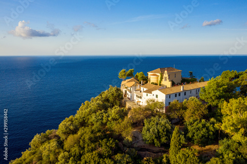 Fototapeta Aerial view on a greek monastery on Corfu