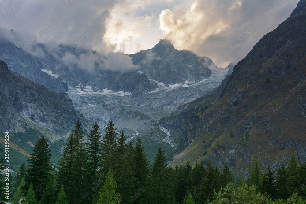 Wonderful views of the mountains in the Swiss Alps with backpackers. Wonderful views of the mountains in the Swiss Alps with backpackers.