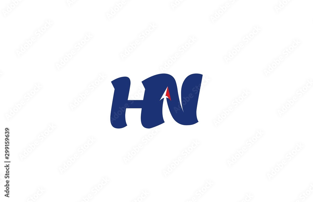 Linked Initial Letter HN Arrow Stylish Shape Logo Linked Initial Letter HN Arrow Stylish Shape Logo