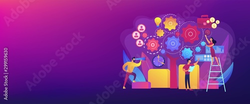 Business operation planning. Software technology integration. Enterprise architecture, IT standard for your business, business it management concept. Header or footer banner template with copy space..