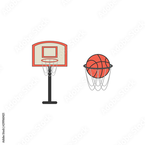 basketball hoop and ball basketball hoop with basketball, vector illustration