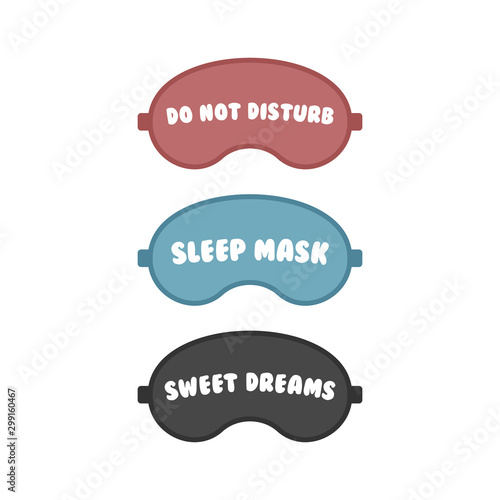 Sleeping masks set in flat design style, vector illustration.