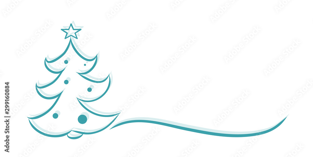 Christmas tree line drawing vector illustration. Happy New Year banner template Christmas tree line drawing vector illustration. Happy New Year banner template