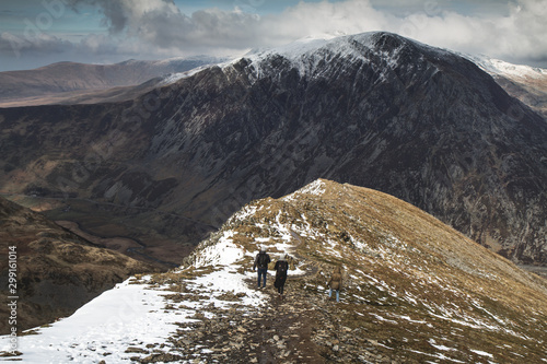 Walking around Lake Idwal, Llyn Idwal, Snowdonia, Wales photo