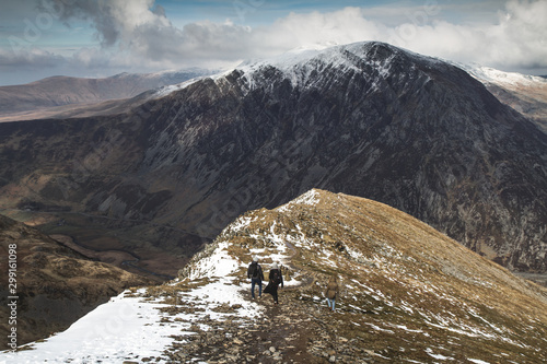 Walking around Lake Idwal, Llyn Idwal, Snowdonia, Wales photo