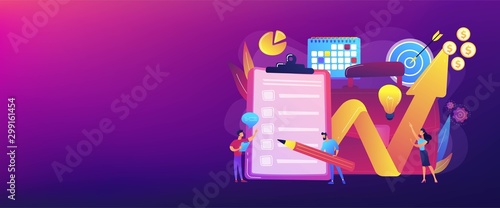 Profit growth strategy idea. Business development solution. Project planning, project plan creation, project schedule management concept. Header or footer banner template with copy space.