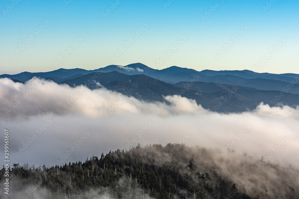 Scenic view from Clingmans dome, Great Smoky Mountain Nation Park , Tennessee USA Scenic view from Clingmans dome, Great Smoky Mountain Nation Park , Tennessee USA