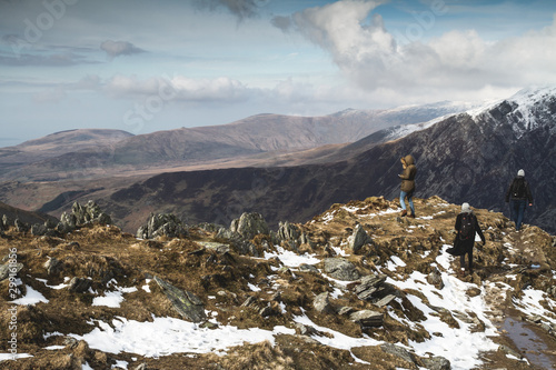 Walking around Lake Idwal, Llyn Idwal, Snowdonia, Wales photo