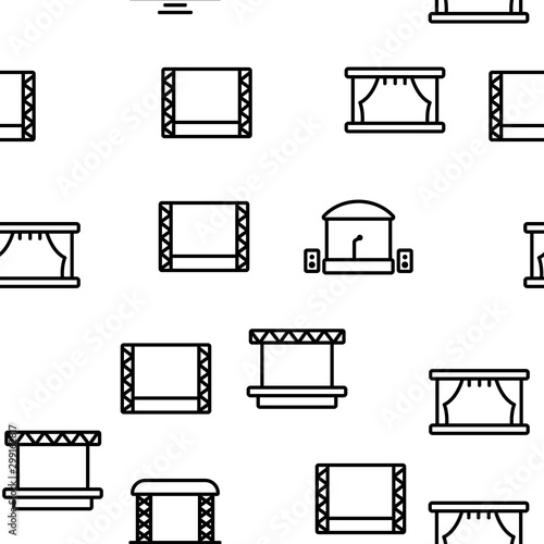 Stage Construction Vector Seamless Pattern Thin Line Illustration