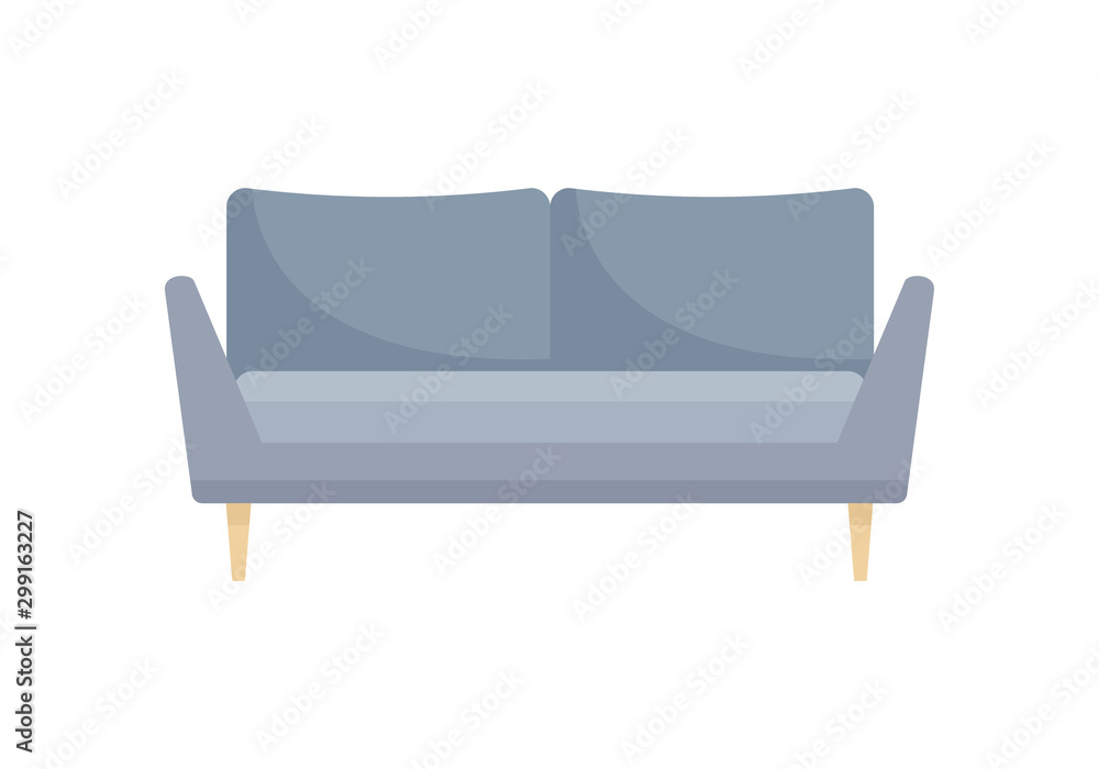 Gray home soft sofa icon in flat style Gray home soft sofa icon in flat style