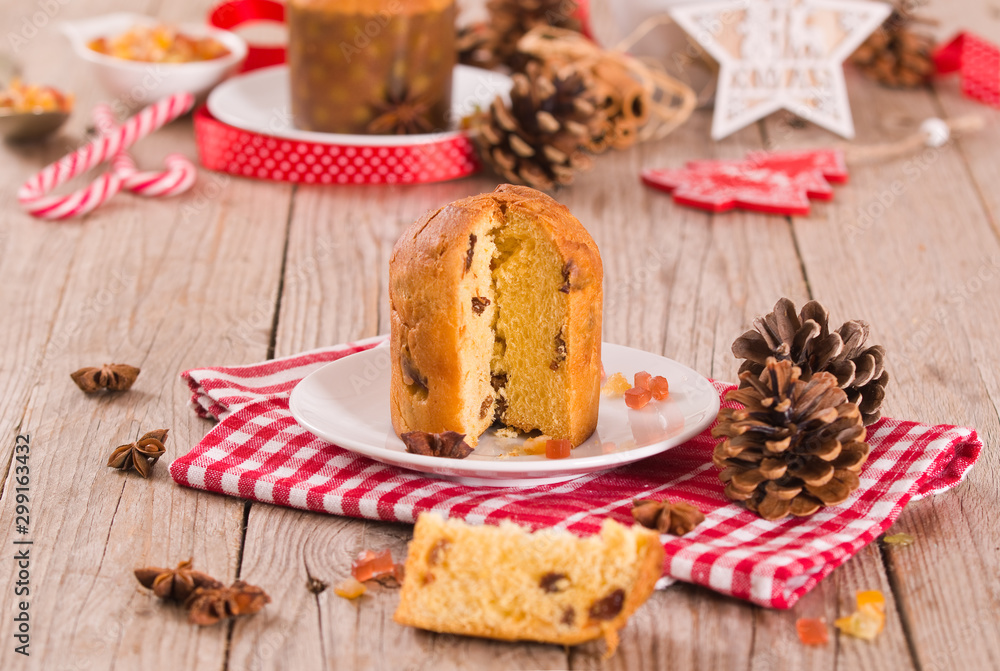 Panettone, italian christmas cake .