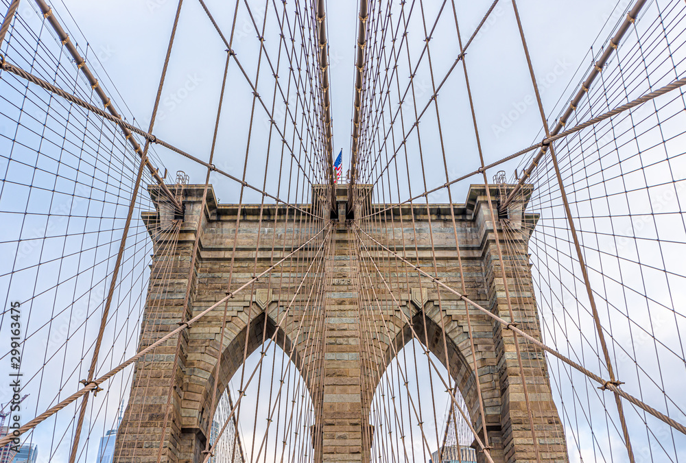 Fototapeta premium Brooklyn Bridge with nobody in cloudy day ,New York City ,USA