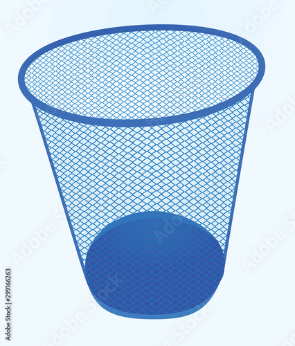 Blue waste bin. vector illustration