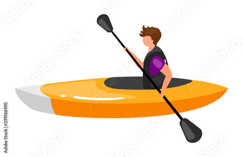 Canvastavla Kayaking flat vector illustration