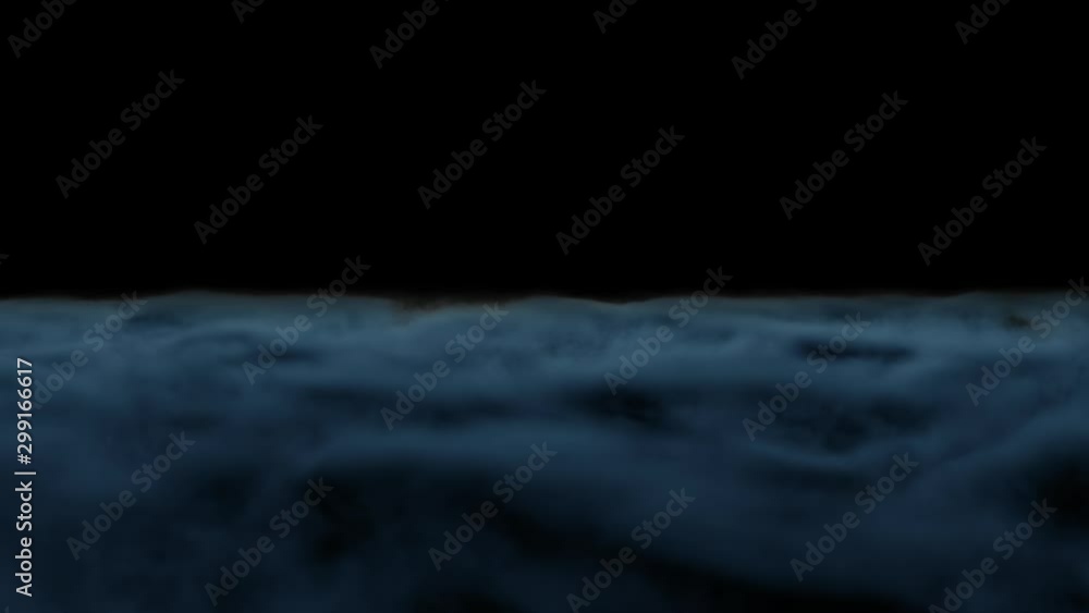 Smoke fog ondulating on the ground looped dark blue color with alpha channel, Pre-Keyed stock footage element for compositing. Ideal for visual effects & motion graphics.