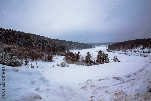 Winter beautiful nature in the Ural mountains