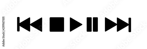 play pause stop button icon, basic shape, black and white, fast forward button