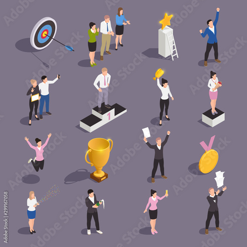 Winner Isometric Concept Icon Set