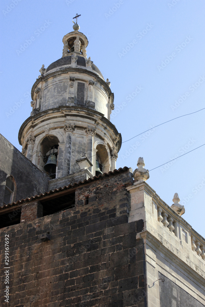 Historic bell tower in the city of Catania