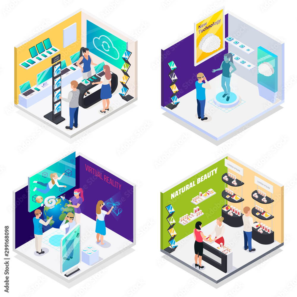 Modern Exhibition Isometric Concept Modern Exhibition Isometric Concept