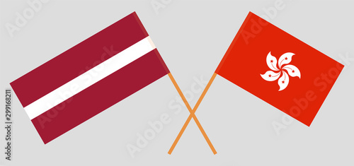 Hong Kong and Latvia. Hongkong and Latvian flags