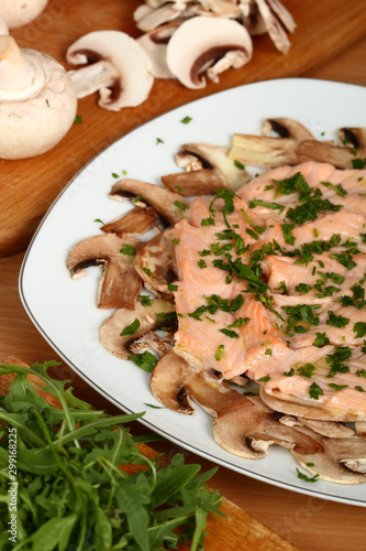 Salmon Carpaccio with Mushrooms