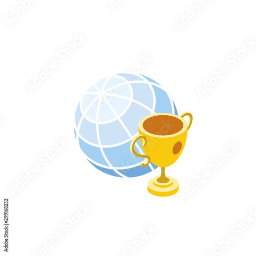 World award, cup, gold. World award, cup, gold. Vector 3d isometric, color web icon, new flat style. Creative illustration design, idea for infographics.