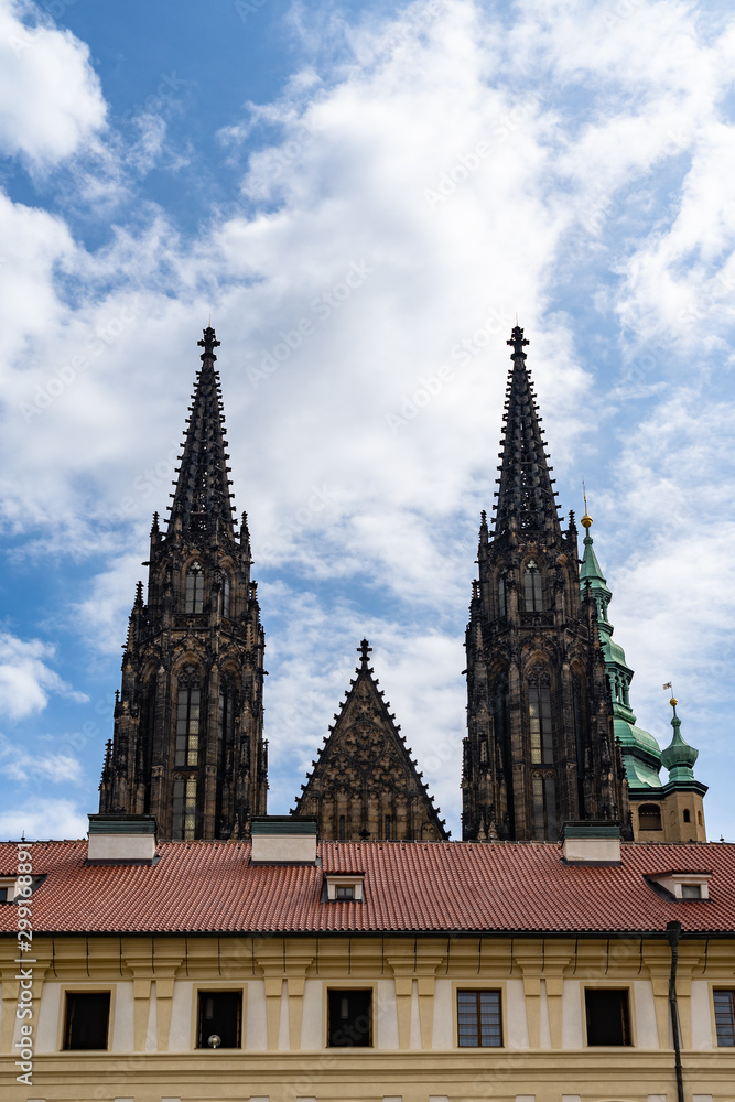 Castle district street of Prague in Czech Republic.