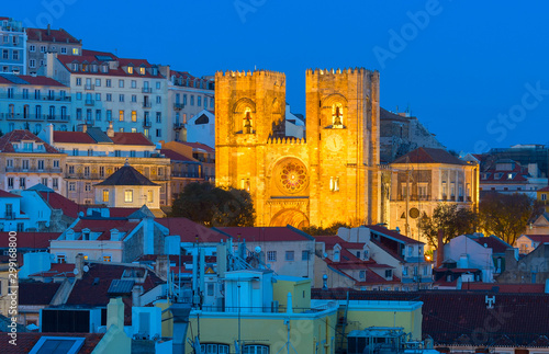  Lisbon Cathedral twilight church Portugal photo