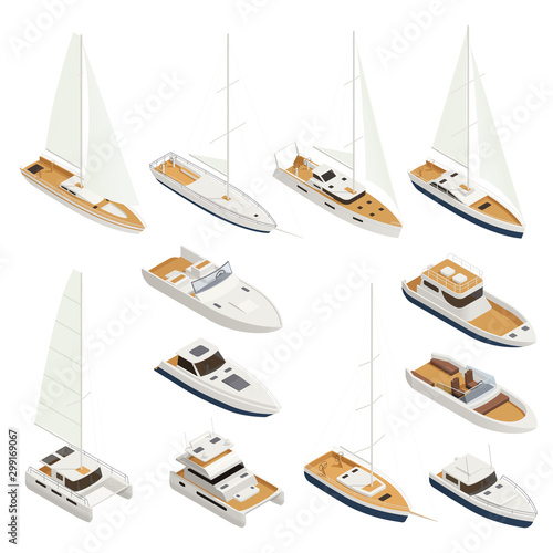 Yachting Isometric Icon Set