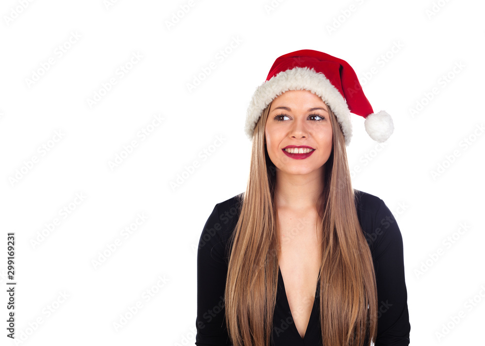 Young woman with Christmas hat Young woman with Christmas hat