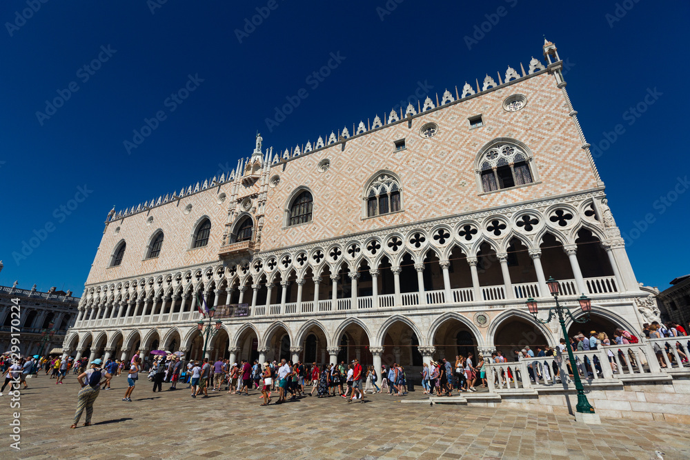 Palazzo ducale on San Marco square at sunny day, Venice
