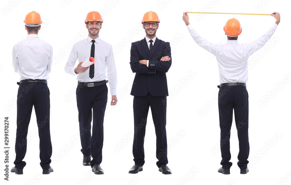 in full growth .competent engineer architect isolated on white in full growth .competent engineer architect isolated on white