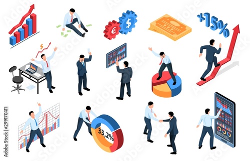 Isometric Stock Market Icons
