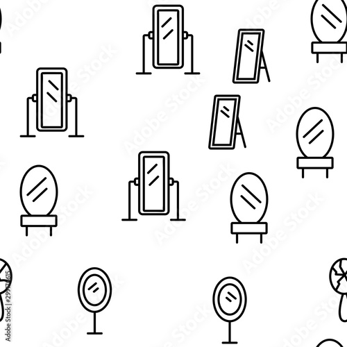 Mirror Different Form Vector Seamless Pattern Thin Line Illustration
