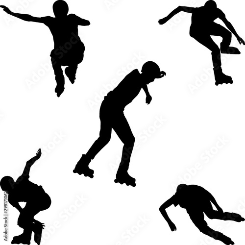 silhouettes of inline roller skater 