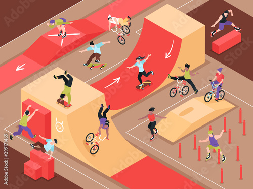 Extreme Urban Sport Isometric Background 