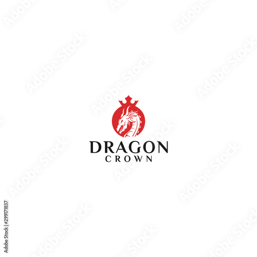 Dragon crown logo template. Vector illustration of asia fantastic beast