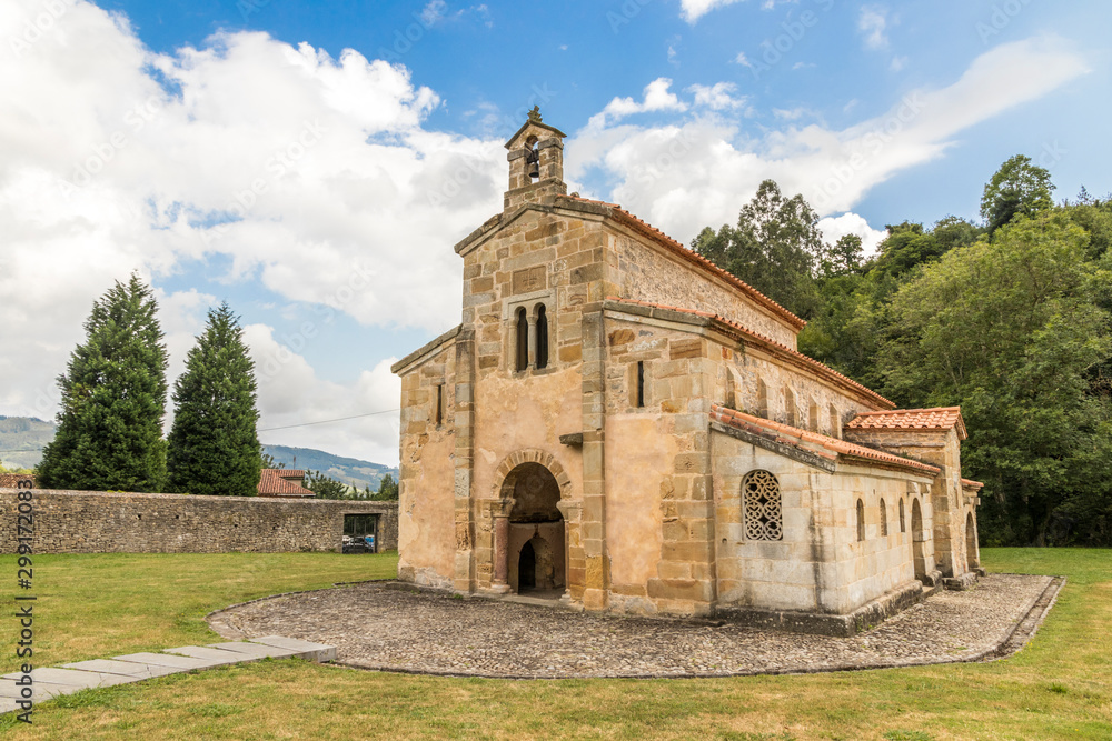 Villaviciosa, Spain. The Church of the Holy Savior (San Salvador) of Valdedios, a Roman Catholic pre-romanesque church located in Asturias