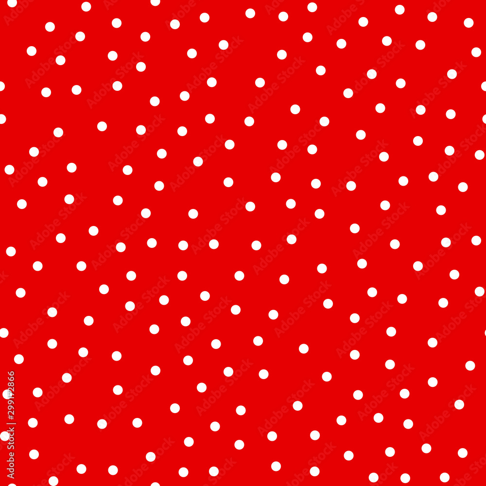 Random scattered polka dot pattern, abstract red and white background, white dots on red. Random scattered polka dot pattern, abstract red and white background, white dots on red.